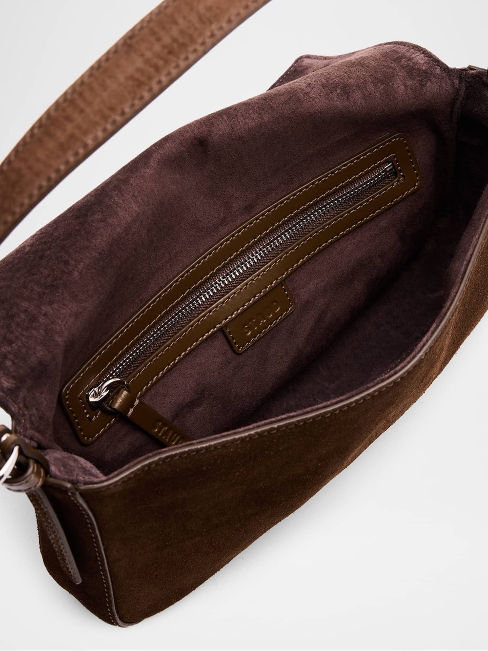 NWT Staud Harlow Suede Shoulder Bag Truffle Suede - Picture 7 of 16